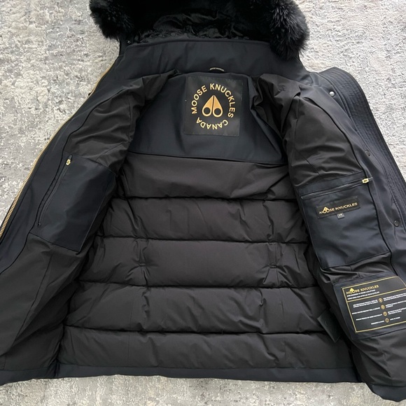 VEUC Moose Knuckles Gold Cambria goose down jacket black size L - Picture 4 of 11